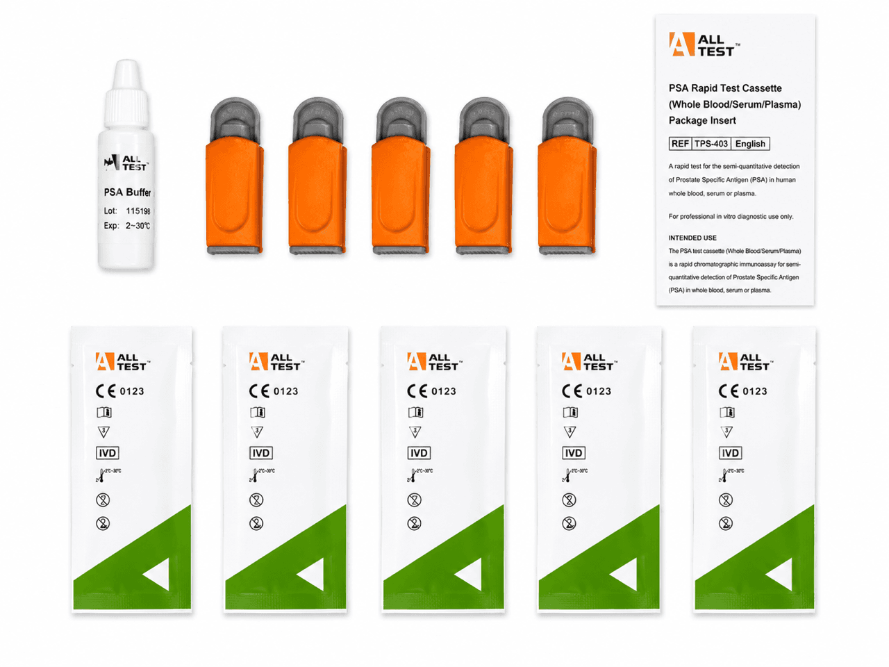 5 x Medical Professional PSA Prostate Cancer Test — PSA test kit, tested from a finger-prick blood sample